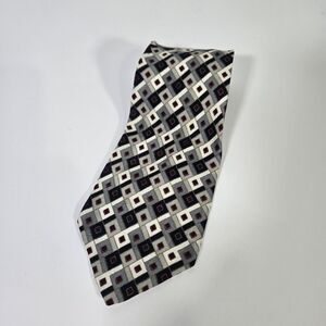 FROG Italian Silk Neck Tie Grey White & Black Abstract